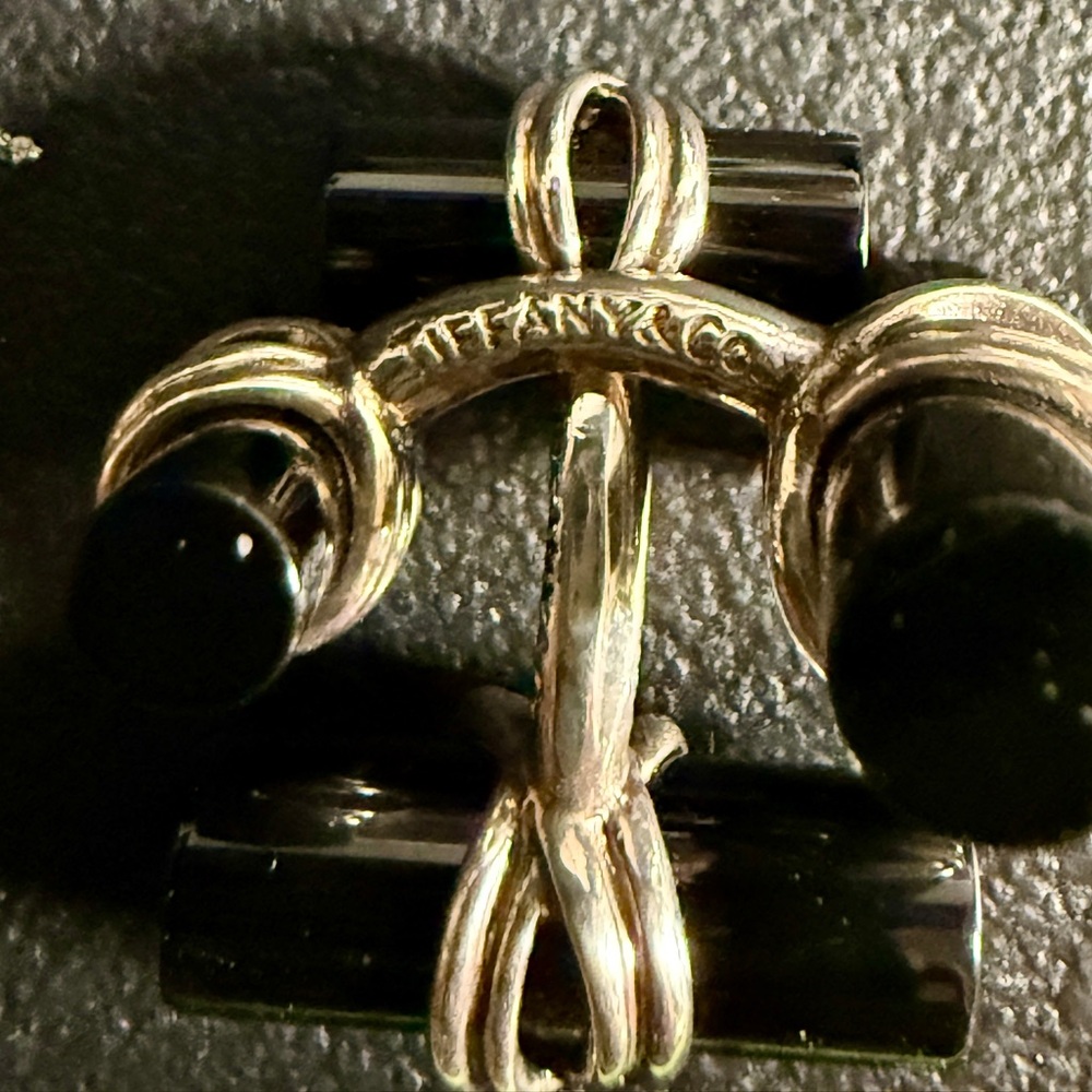 Tiffany & Co. Black Onyx Sterling Cuff Links w/box - Picture 3 of 5